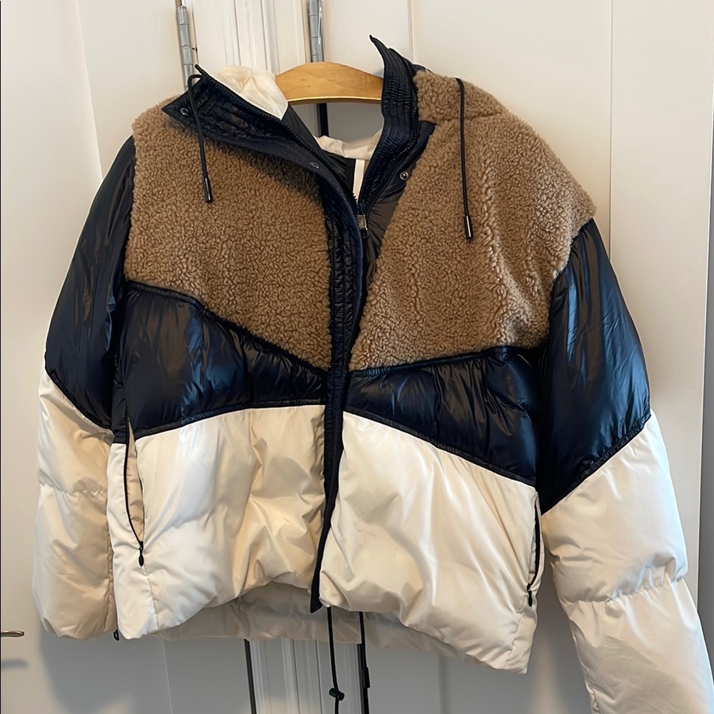 Boss Black and Brown Puffer Jacket with Ribbed Cuffs